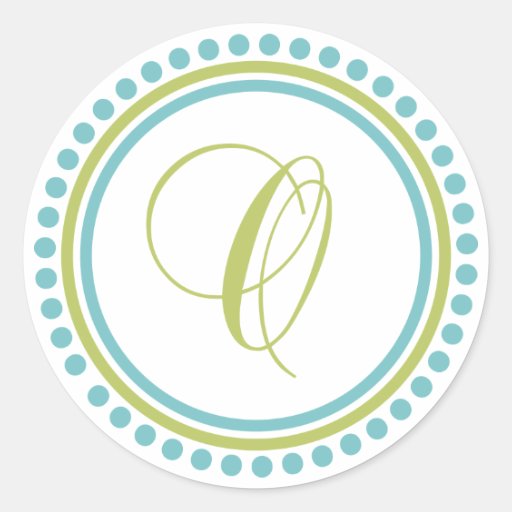 O Monogram (Chartreuse / Teal Dot Circle) Sticker