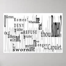 'O Romeo, Romeo!' Shakespeare Quote Poster Print