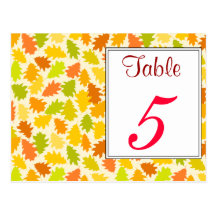 Oak tree Autumn Table Number Postcard