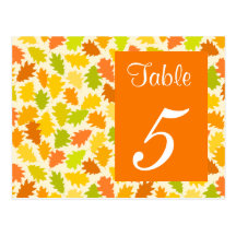 Oak tree Autumn Table Number Postcard