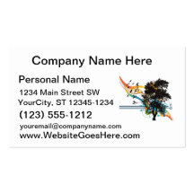 Oak tree birds rainbow swirls business card template