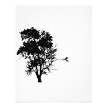 Oak tree black left side shadow personalized invitation