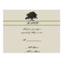 Oak Tree Plantation in Green Wedding RSVP Post Cards