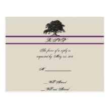 Oak Tree Plantation in Purple Wedding RSVP Postcards