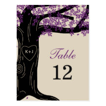 Oak Tree Wedding Table Number Card Post Cards