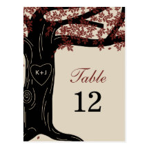 Oak Tree Wedding Table Number Card Post Cards