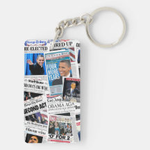 Obama 2008/2012 Victory Newspaper Keychain Rectangle Acrylic Key Chain