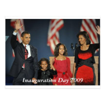 obama & Family election night  postcard