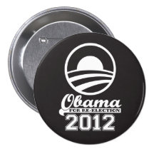 OBAMA For Re-Election Campaign Button 2012 (black)