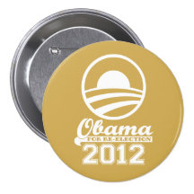 OBAMA For Re-Election Campaign Button 2012 (gold)