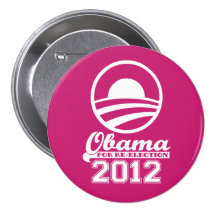 OBAMA For Re-Election Campaign Button 2012 (pink)