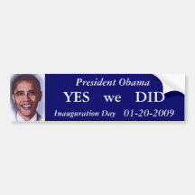Obama Inauguration Day Bumper Sticker