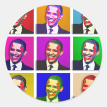 Obama Pop Art Style Round Sticker