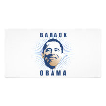 Obama rays blue photo card template