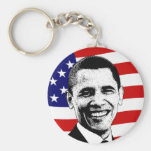 Obama Red White & Blue American Flag Keychain