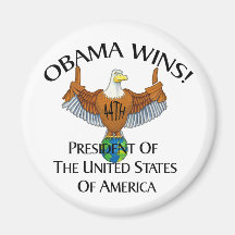 OBAMA WINS button Magnets