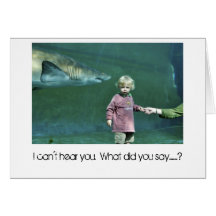 Oblivious toddler before "shark attack" greeting card
