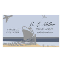 Ocean Beach Plane Travel Agent Business Cards