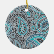 Ocean Blue paisley Christmas Tree Ornaments