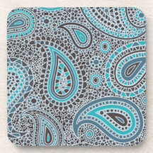 Ocean Blue paisley Coaster
