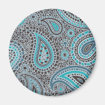 Ocean Blue paisley Magnets