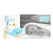 Ocean View Baby Photo Annoucement Photo Card Template