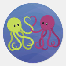 Octo Love Round Stickers
