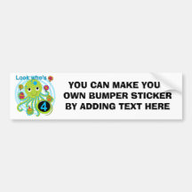 Octopus 4th Birthday T shirts and Gifts Bumper Stickers