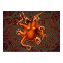 Octopus Red Cephalopod Vintage Design Business Cards