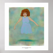 Odd floating woman strange outsider brut folk art poster