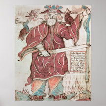 Odin, with his two crows, Hugin  and Munin Print