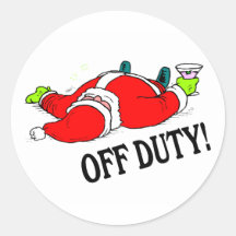 Off Duty Santa (Drunk) Round Stickers