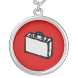 Office Briefcase or Travel Suitcase. Sketch on Red Custom Jewelry