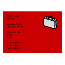 Office Briefcase or Travel Suitcase. Sketch. Red Business Card Template