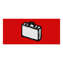 Office Briefcase or Travel Suitcase. Sketch. Red Personalized Rack Card