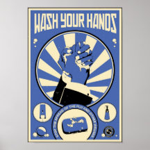 Office Propaganda: Wash your hands (blue) Posters