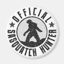 Official Sasquatch Hunter - Bigfoot in B/W Grunge Refrigerator Magnets