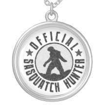 Official Sasquatch Hunter - Bigfoot in B/W Grunge Personalised Necklace