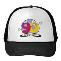 Officially 90 Birthday Banner Hat