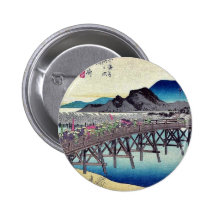 Okazaki by Ando, Hiroshige Ukiyoe Pinback Button