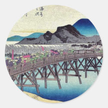 Okazaki by Ando, Hiroshige Ukiyoe Round Sticker