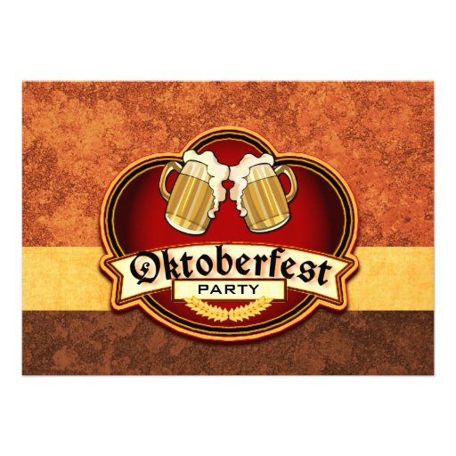 Oktoberfest Beer Party Double Mug Toast Custom Announcements