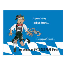 Oktoberfest Blue Party Invitation Postcard
