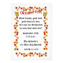 Oktoberfest Leaves Border Personalised Announcements