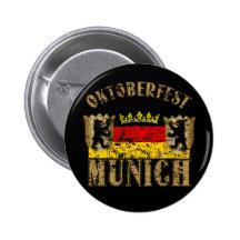 Oktoberfest Munich Distressed Look Design Pinback Buttons
