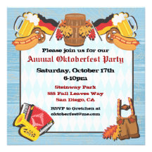 Oktoberfest Party Invitation on old wood backgroun