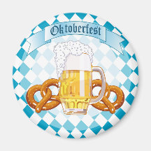 Oktoberfest Pretzels & Beer Fridge Magnet