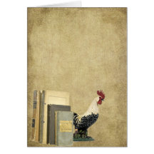 Ol' Books -n- Rooster- Prim Little Note Card