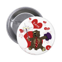 Ol' Reliable Teddy Bear Heart Love + Magic. Pinback Button