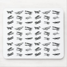 Old aeroplanes in black and white, vintage aircraf mousepad